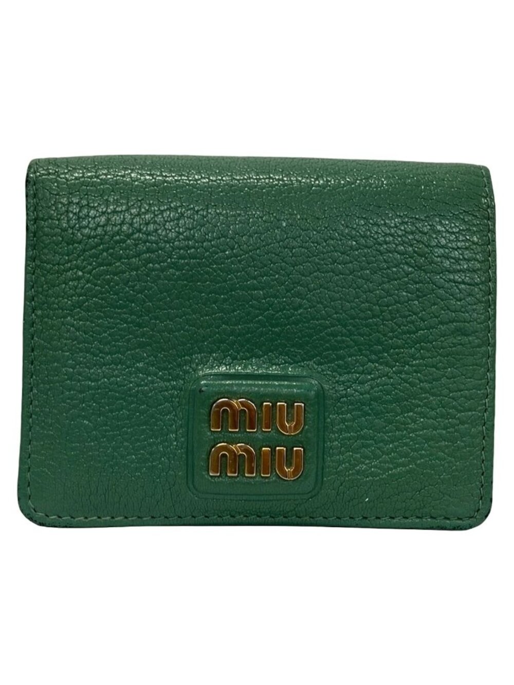Miu Miu Bifold Wallet Green Gray Leather
